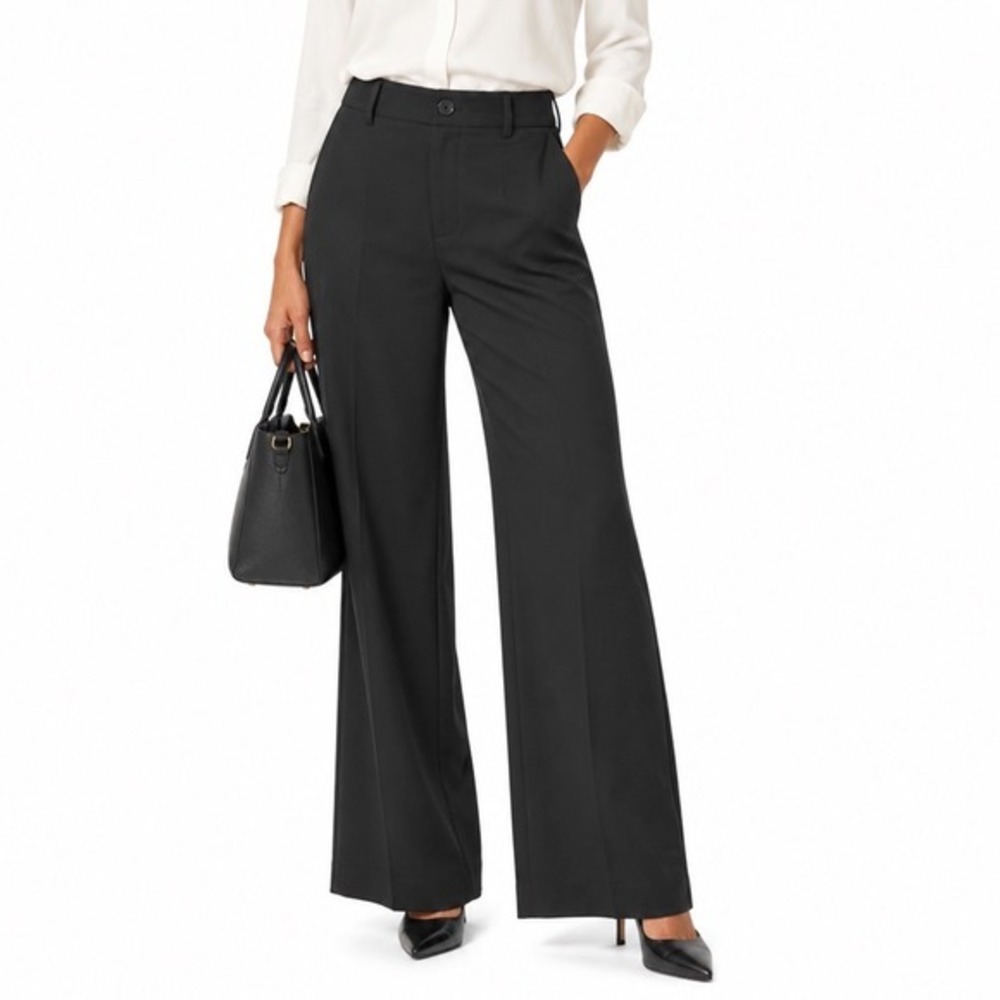 Ann Taylor LOFT Julie Black Wide Leg Dress Pants 6T Professional Preppy 54-22